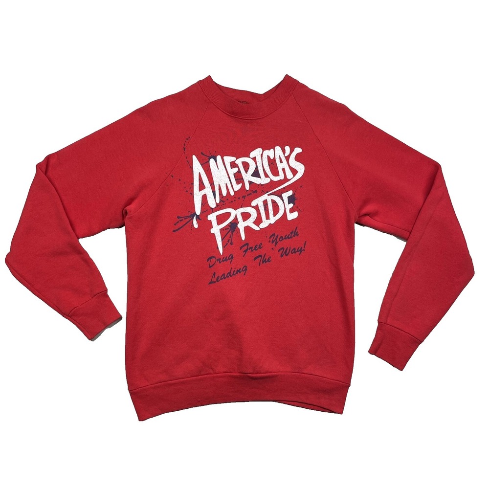 Vintage Screen Stars Sweatshirt Mens L Dugs Americas Pride Red 80s 90s Paint